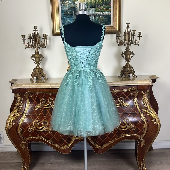 Meier Collection short lace up glitter beaded homecoming prom dress - Picture 4 of 5